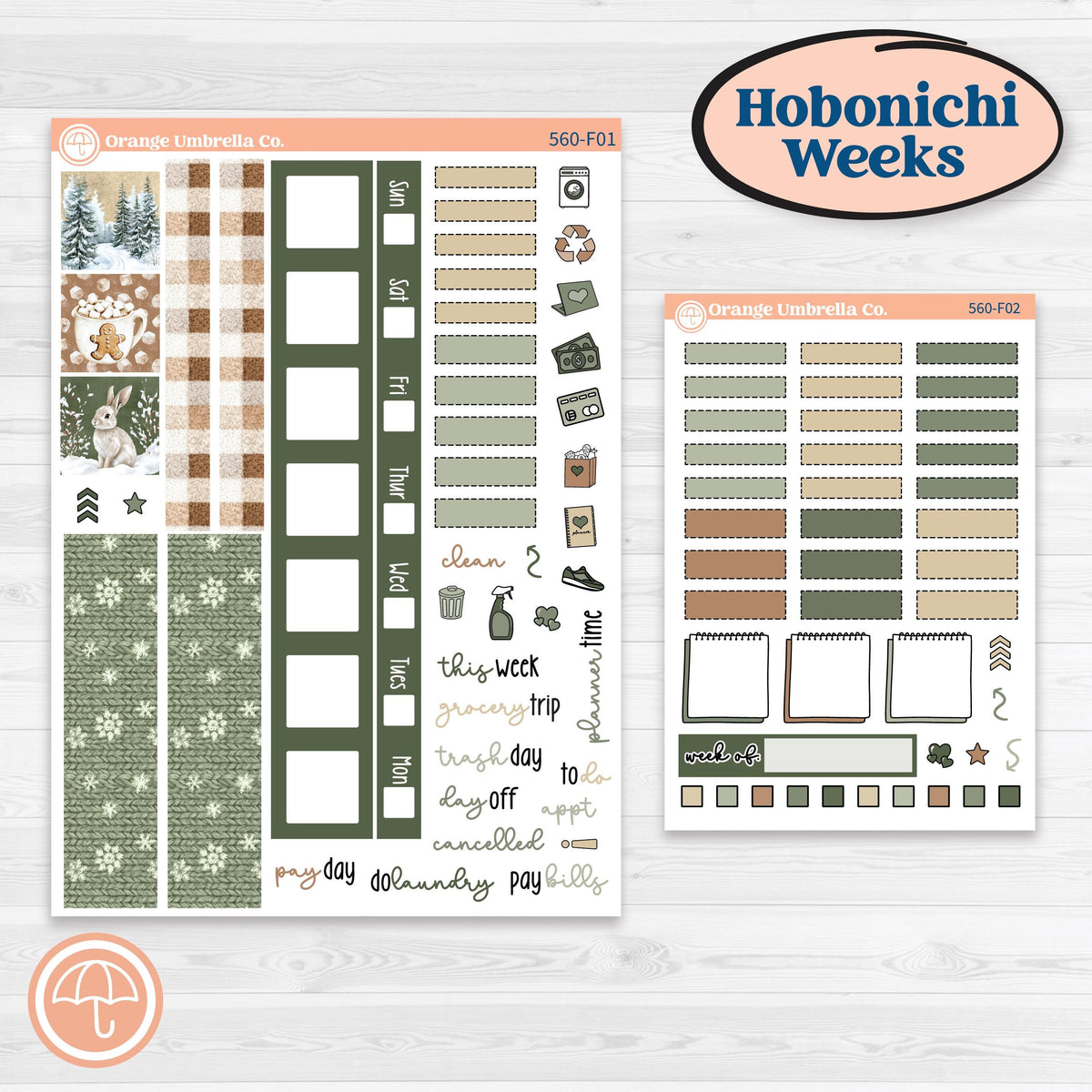 Cozy Winter Planner Kit | Hobonichi Weeks Weekly Planner Kit Stickers | Snowdrift | KIT-560-F