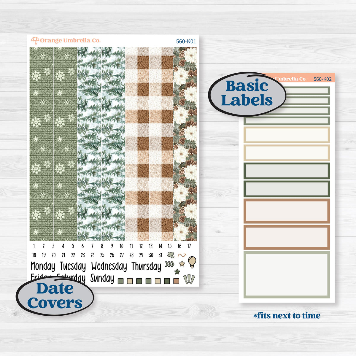 Cozy Winter Planner Kit | 7x9 Erin Condren Daily Duo Planner Kit Stickers | Snowdrift | KIT-560-K