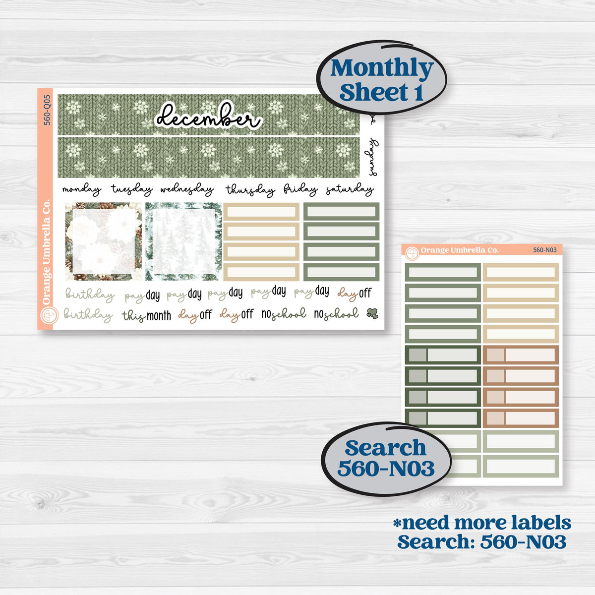 Cozy Winter Planner Kit | 7x9 Plum Monthly & Dashboard Planner Kit Stickers | Snowdrift | KIT-560-Q