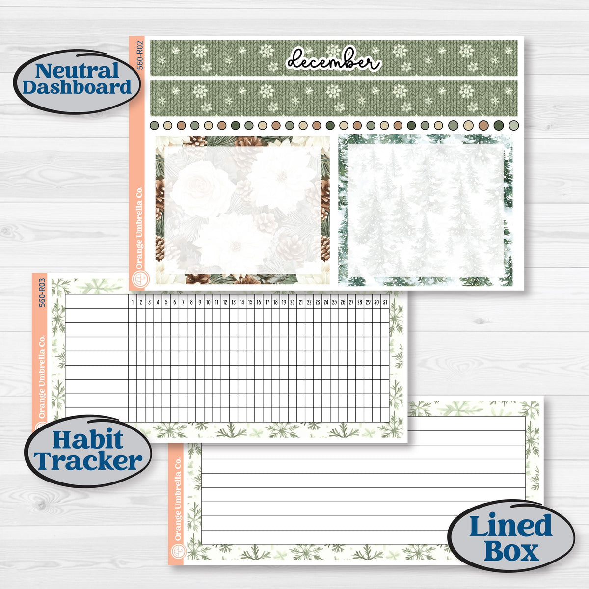 Cozy Winter Planner Kit | 8.5x11 Plum Monthly & Dashboard Planner Kit Stickers | Snowdrift | KIT-560-R