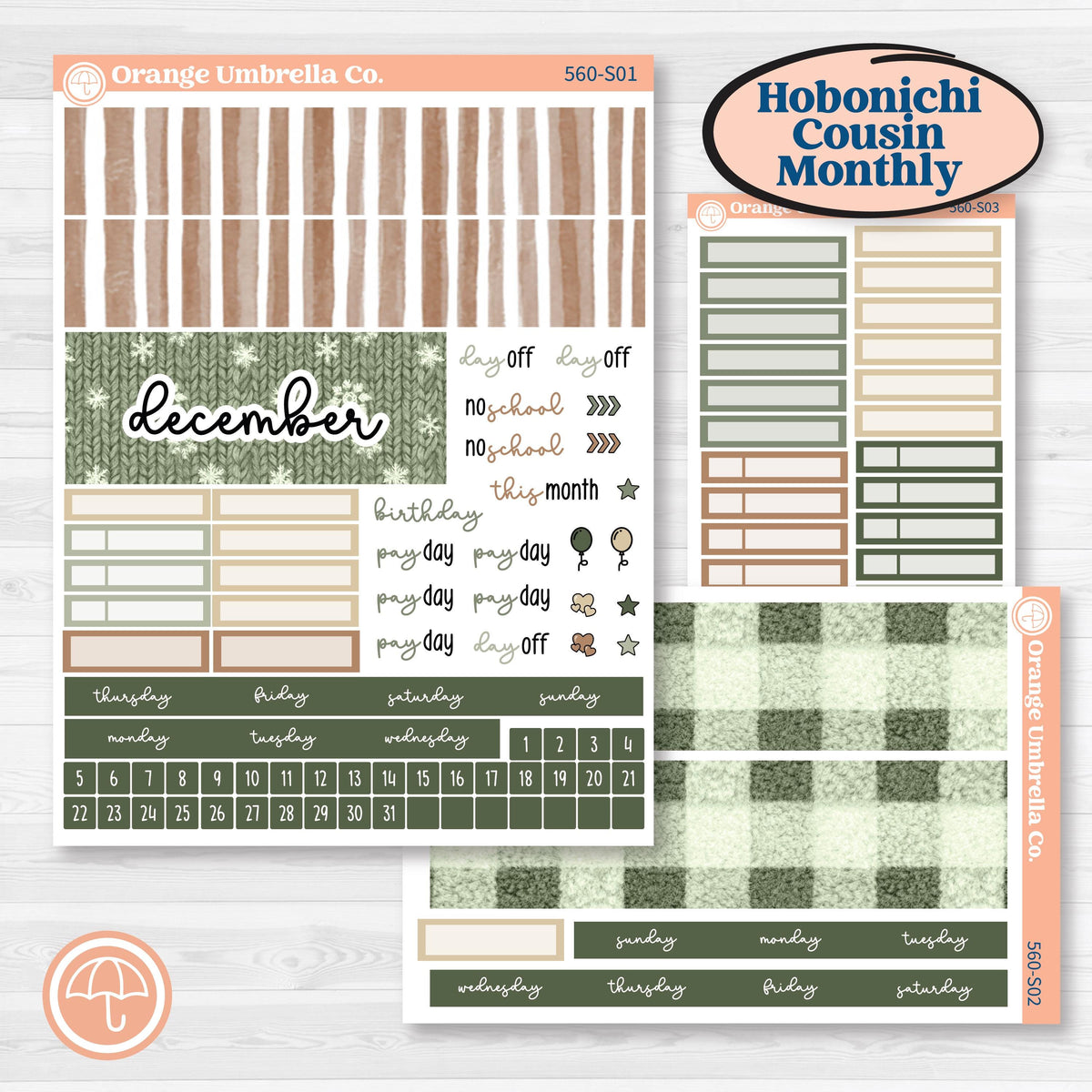 Cozy Winter Planner Kit | Hobonichi Cousin Monthly Planner Kit Stickers | Snowdrift | KIT-560-S
