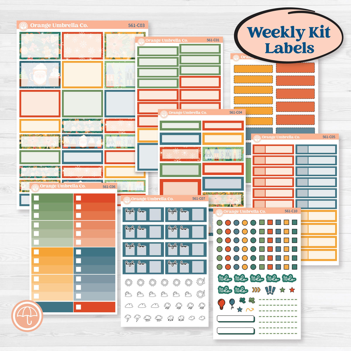 Colorful Christmas | Weekly Add-On Labels Planner Kit Stickers | Holiday Magic | KIT-561-C
