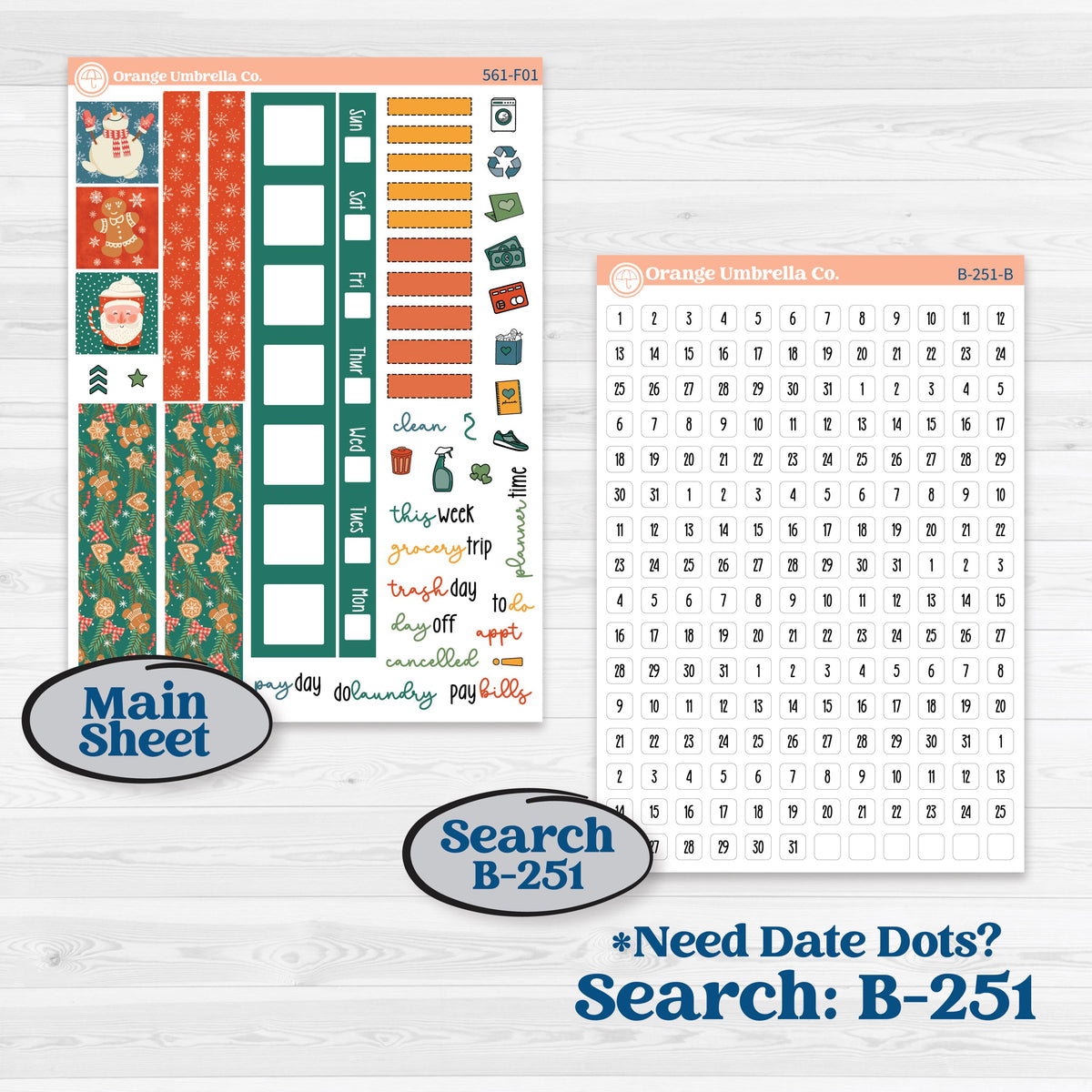 Colorful Christmas Planner Kit | Hobonichi Weeks Weekly Planner Kit Stickers | Holiday Magic | KIT-561-F
