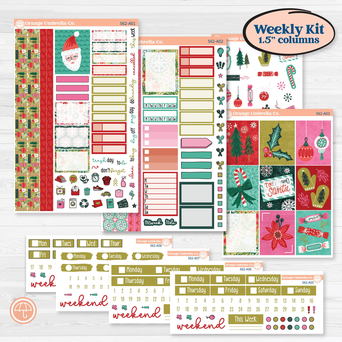 Retro Christmas Planner Kit | Weekly Sticker Kit for Vertical Planners like Erin Condren | All Is Bright | KIT-562-A