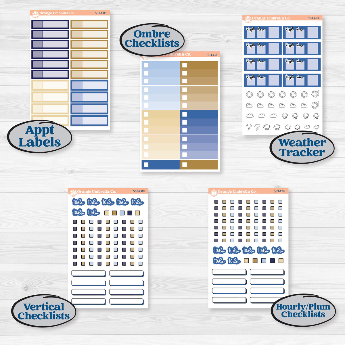 Blue and Gold Christmas Planner Kit | Weekly Add-On Labels Planner Kit Stickers | Twas The Night | KIT-563-C