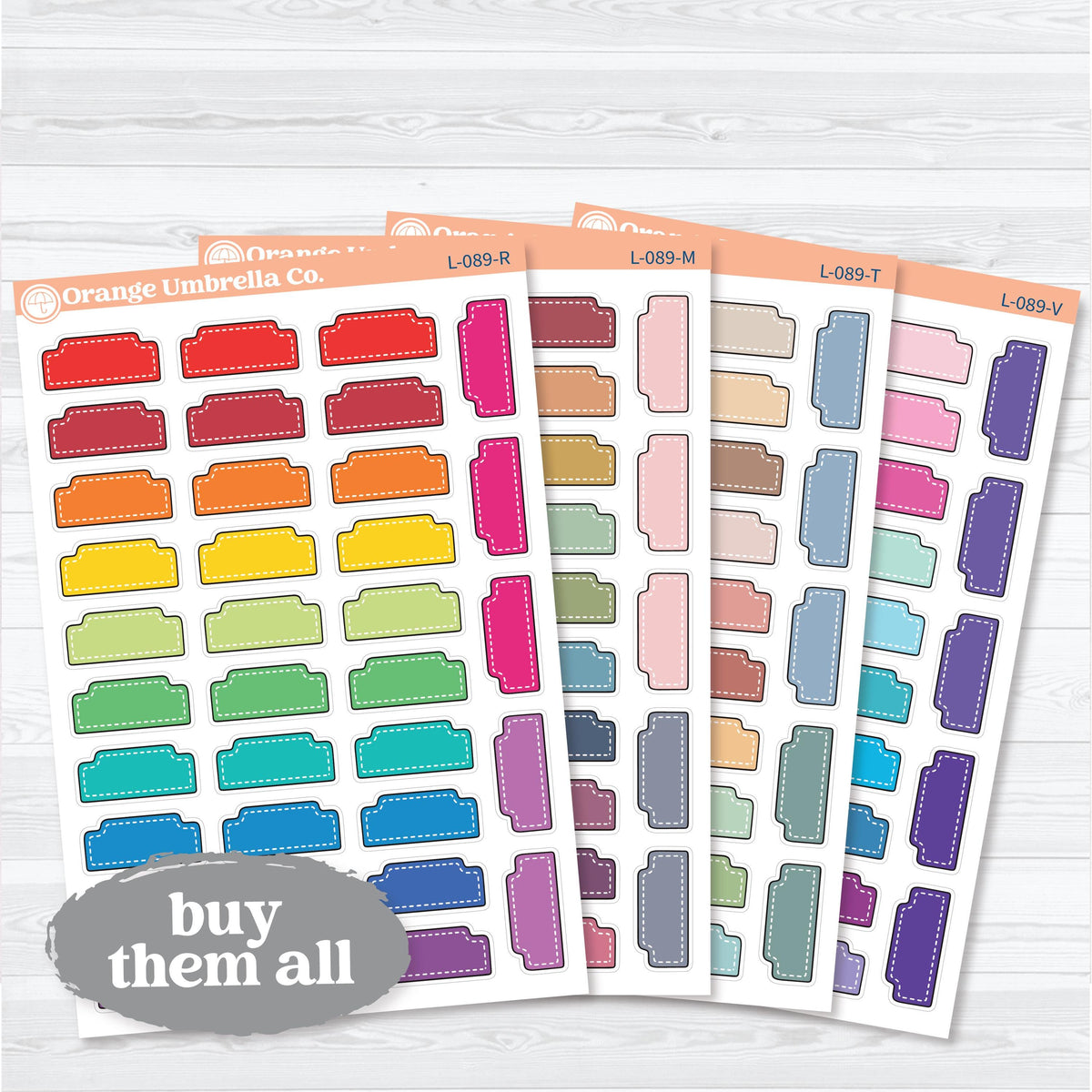 Doodled Stitched Tab Labels | Functional Planner Stickers | L-089