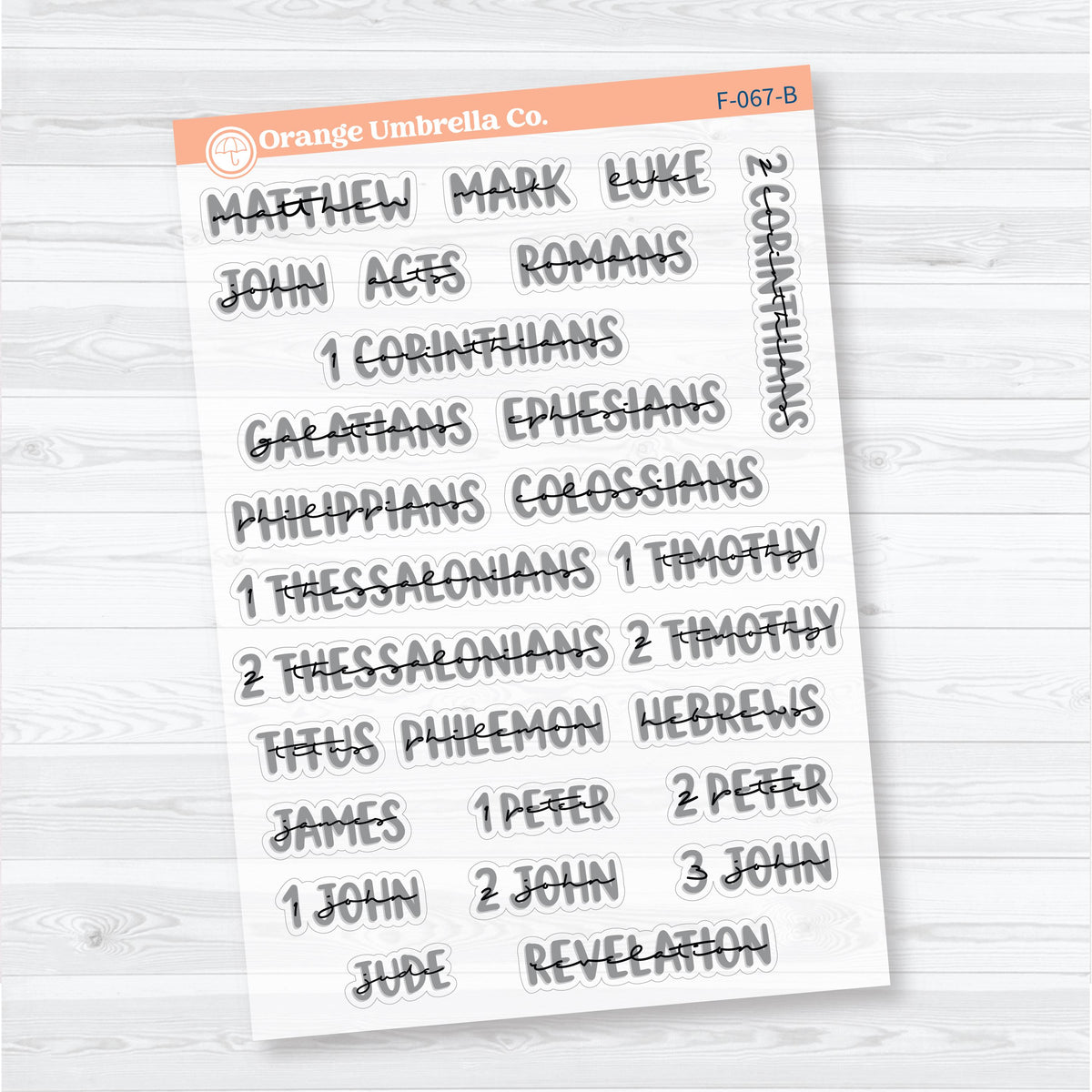 Medium Books of the Bible | Clear Matte Faith & Bible Journaling Planner Stickers | F-066-067-BCM