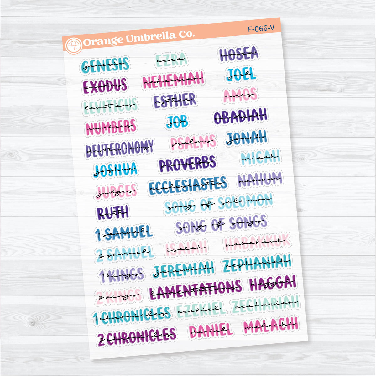 Medium Books of the Bible | Clear Matte Faith & Bible Journaling Planner Stickers | F-066-067-VCM