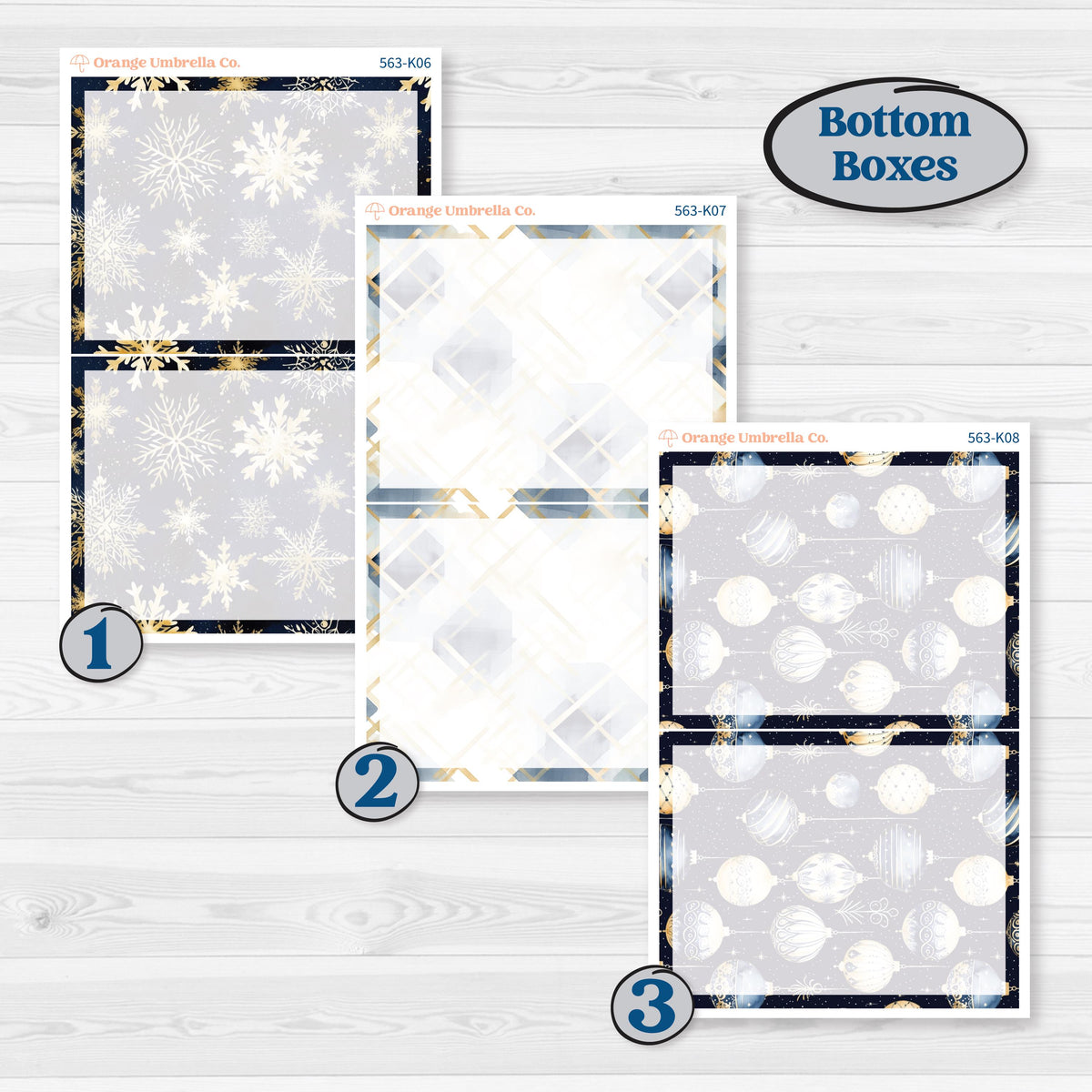 Blue and Gold Christmas Planner Kit | 7x9 Erin Condren Daily Duo Planner Kit Stickers | Twas The Night | KIT-563-K