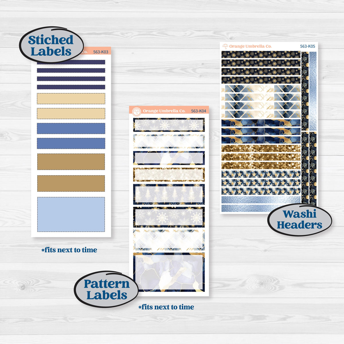 Blue and Gold Christmas Planner Kit | 7x9 Erin Condren Daily Duo Planner Kit Stickers | Twas The Night | KIT-563-K