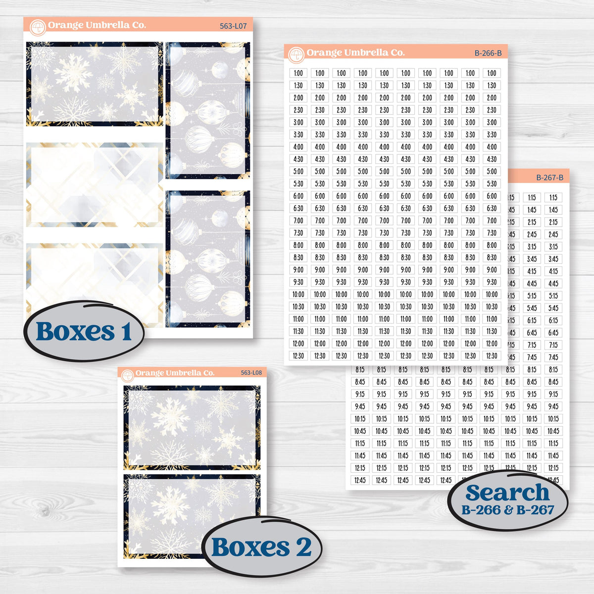 Blue and Gold Christmas Planner Kit | 7x9 Plum Daily Stickers | Twas The Night | KIT-563-L