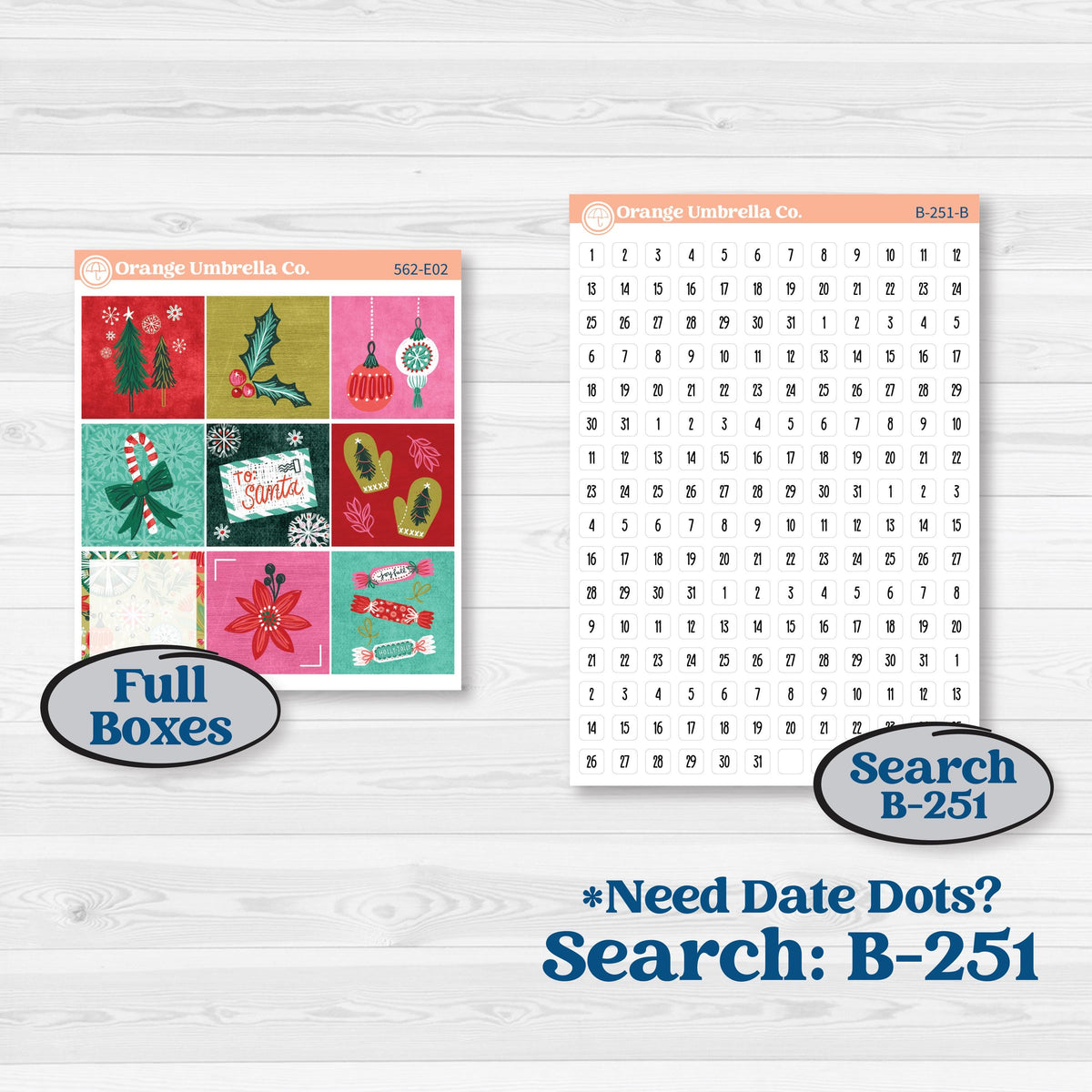 Retro Christmas Planner Kit | Hobonichi Cousin Weekly & Daily Planner Kit Stickers | All Is Bright | KIT-562-E