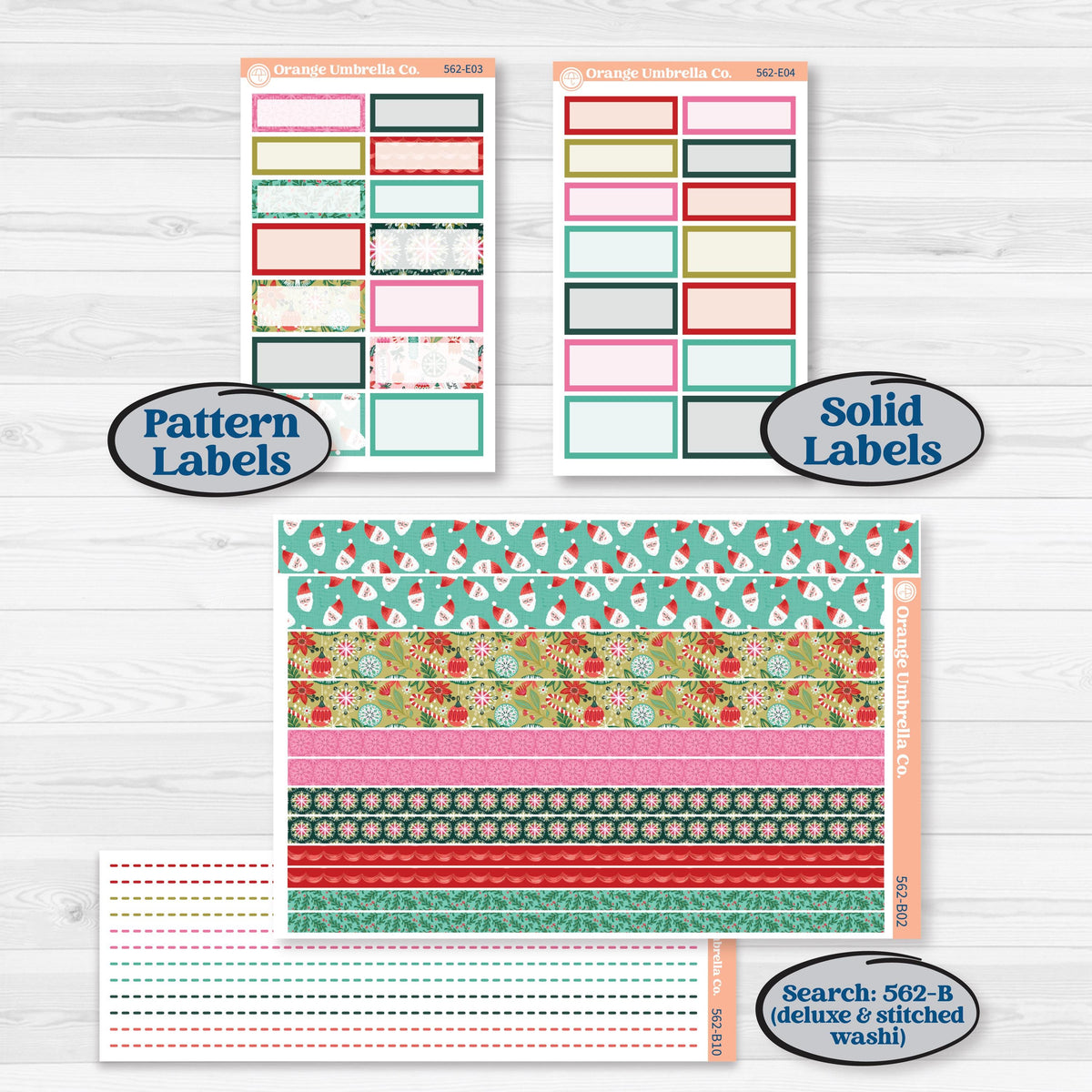 Retro Christmas Planner Kit | Hobonichi Cousin Weekly & Daily Planner Kit Stickers | All Is Bright | KIT-562-E