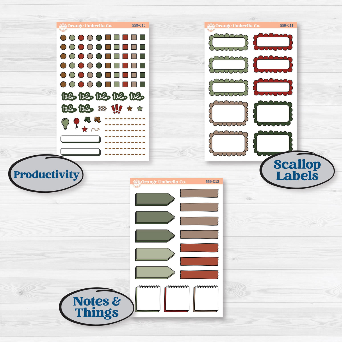 Vintage Christmas Planner Kit | Weekly Add-On Labels Planner Kit Stickers | Christmas Village | KIT-559-C