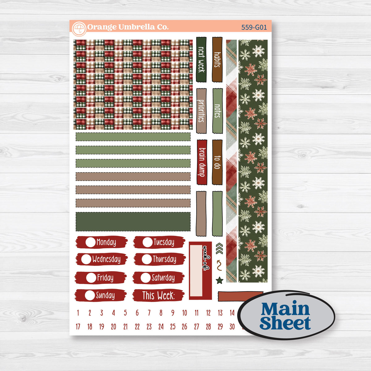 Vintage Christmas Planner Kit | Erin Condren 7x9 Weekly Dashboard Planner Kit Stickers | Christmas Village | KIT-559-G