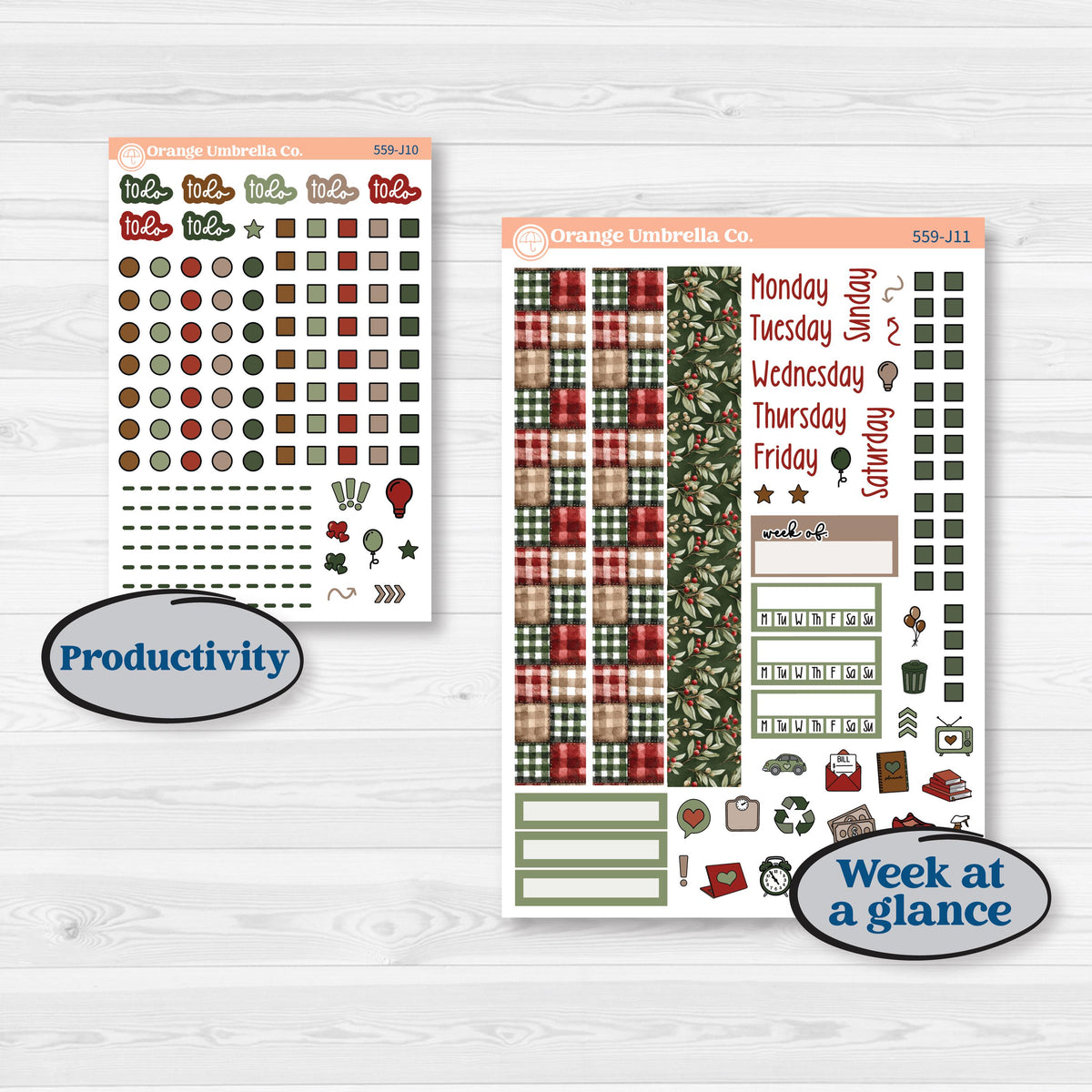 Vintage Christmas Planner Kit | A5 Daily Duo Planner Kit Stickers | Christmas Village | KIT-559-J