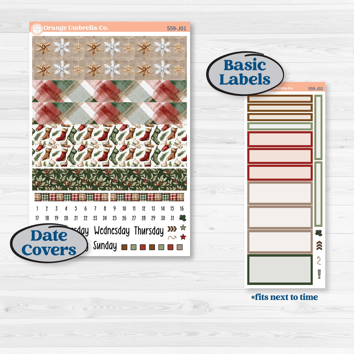 Vintage Christmas Planner Kit | A5 Daily Duo Planner Kit Stickers | Christmas Village | KIT-559-J