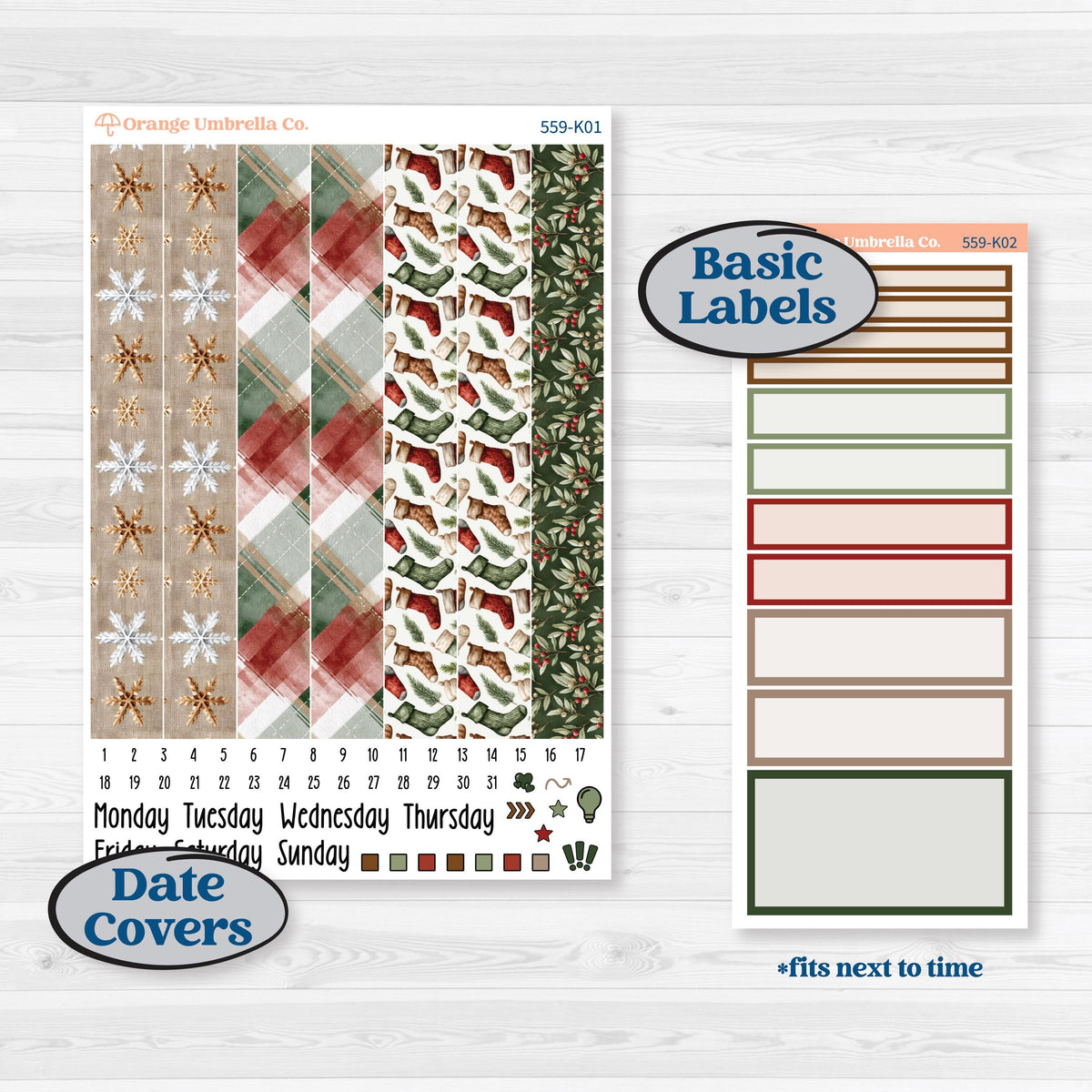 Vintage Christmas Planner Kit | 7x9 Erin Condren Daily Duo Planner Kit Stickers | Christmas Village | KIT-559-K