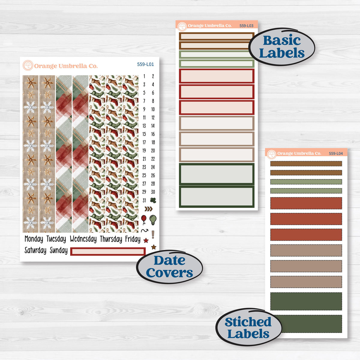 Vintage Christmas Planner Kit | 7x9 Plum Daily Planner Kit Stickers | Christmas Village | KIT-559-L