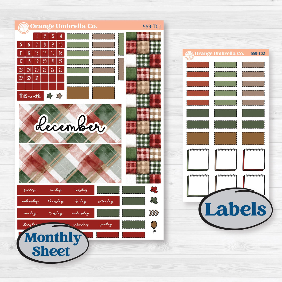 Vintage Christmas Planner Kit | Hobonichi Weeks Monthly Planner Kit Stickers | Christmas Village | KIT-559-T