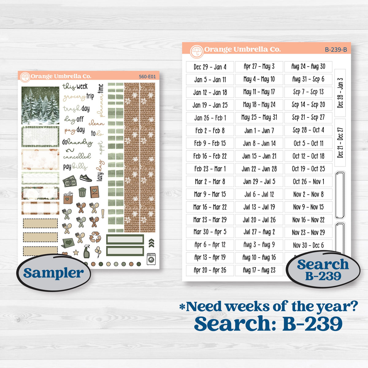 Cozy Winter Planner Kit | Hobonichi Cousin Weekly & Daily Planner Kit Stickers | Snowdrift | KIT-560-E