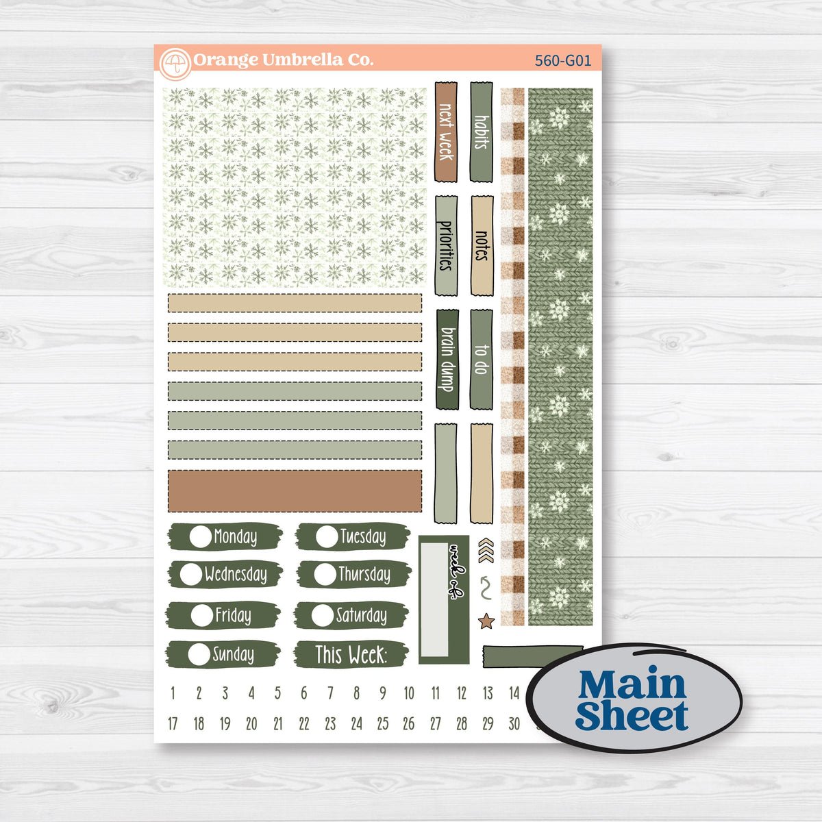 Cozy Winter Planner Kit | Erin Condren 7x9 Weekly Dashboard Planner Kit Stickers | Snowdrift | KIT-560-G