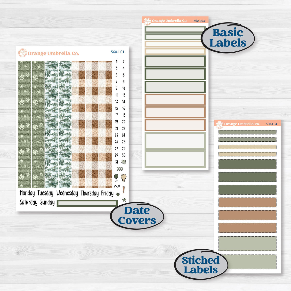 Cozy Winter Planner Kit | 7x9 Plum Daily Planner Kit Stickers | Snowdrift | KIT-560-L