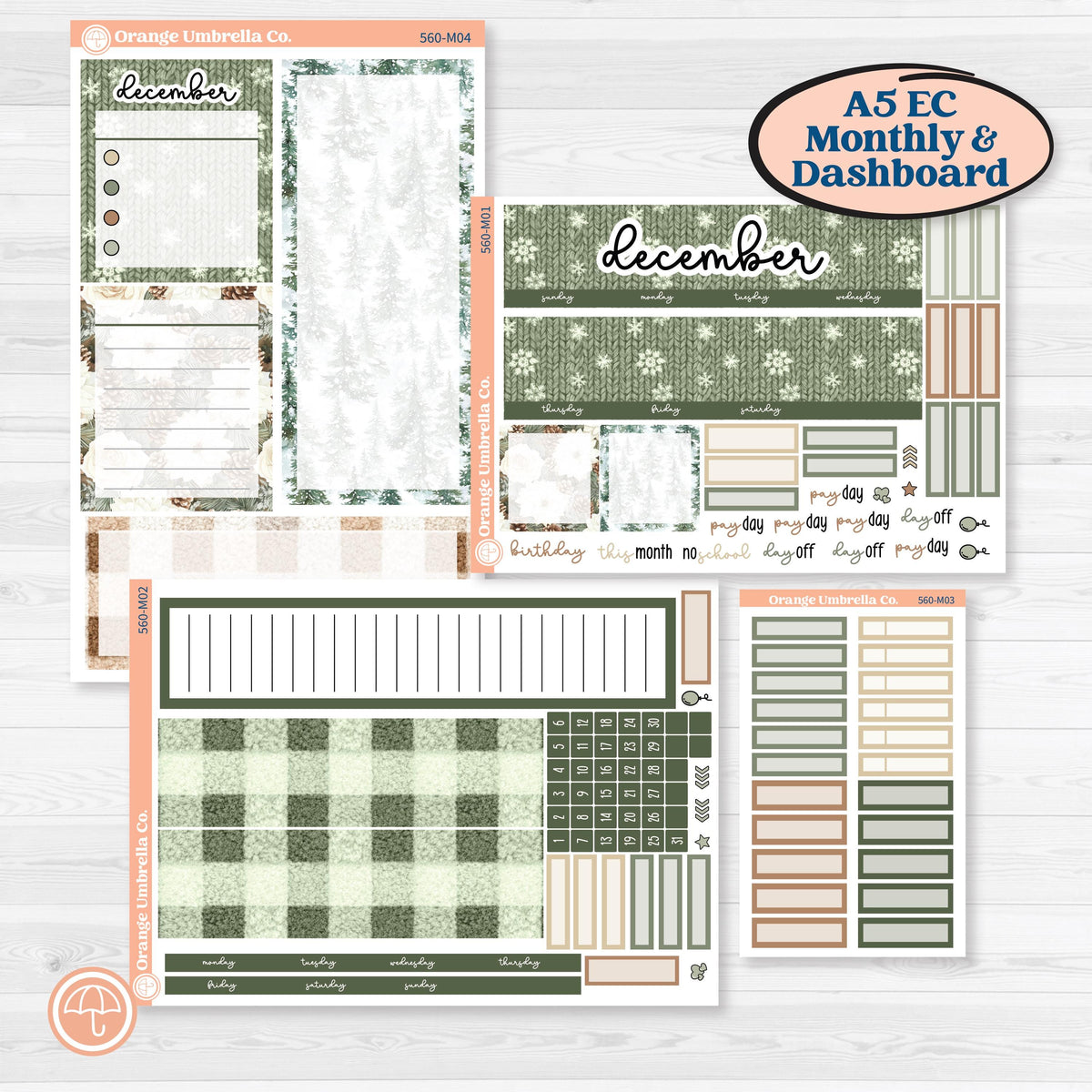Cozy Winter Planner Kit | A5 Erin Condren Monthly & Productivity Dashboard Sticker Kit | Snowdrift | KIT-560-M