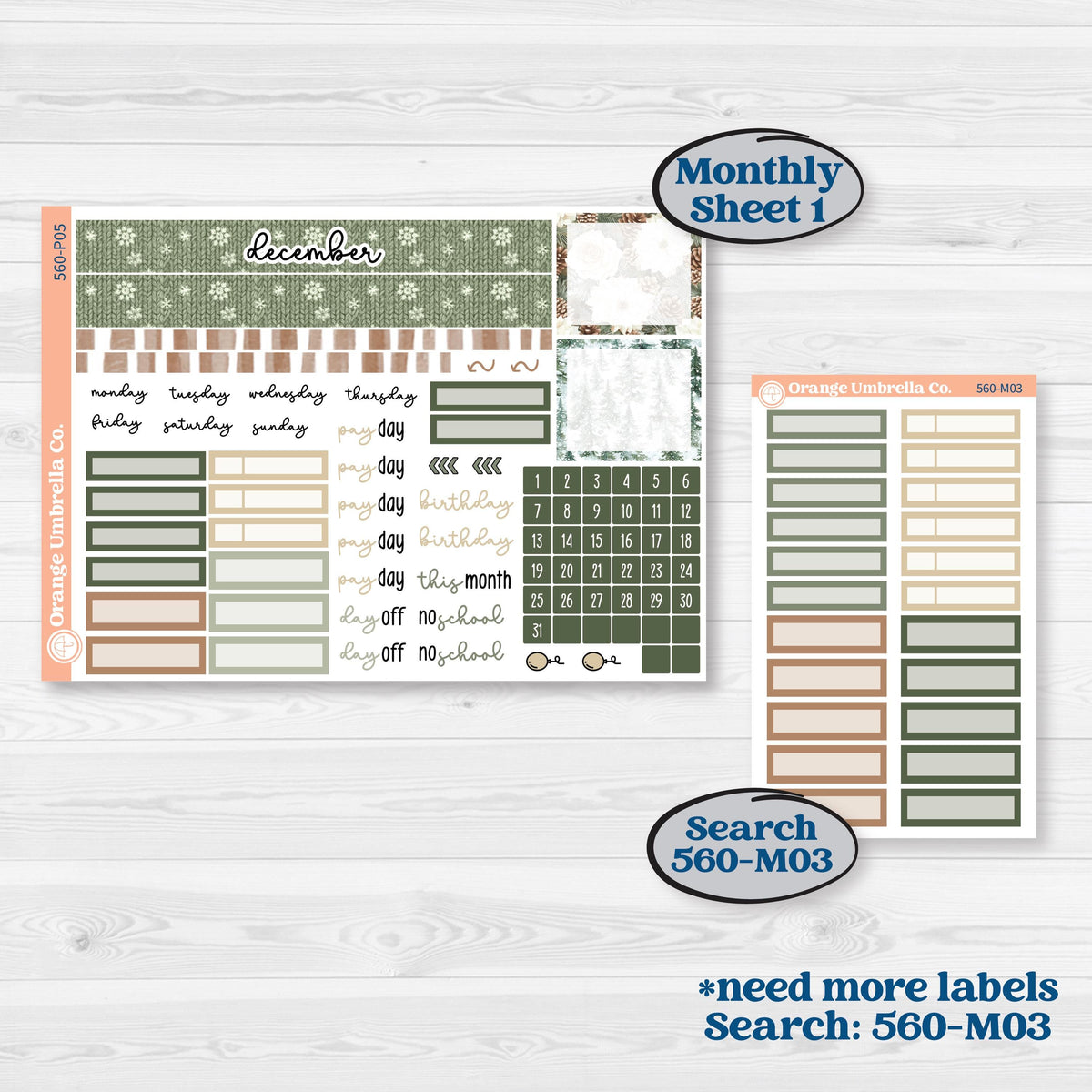 Cozy Winter Planner Kit | A5 Plum Monthly & Dashboard Planner Kit Stickers | Snowdrift | KIT-560-P