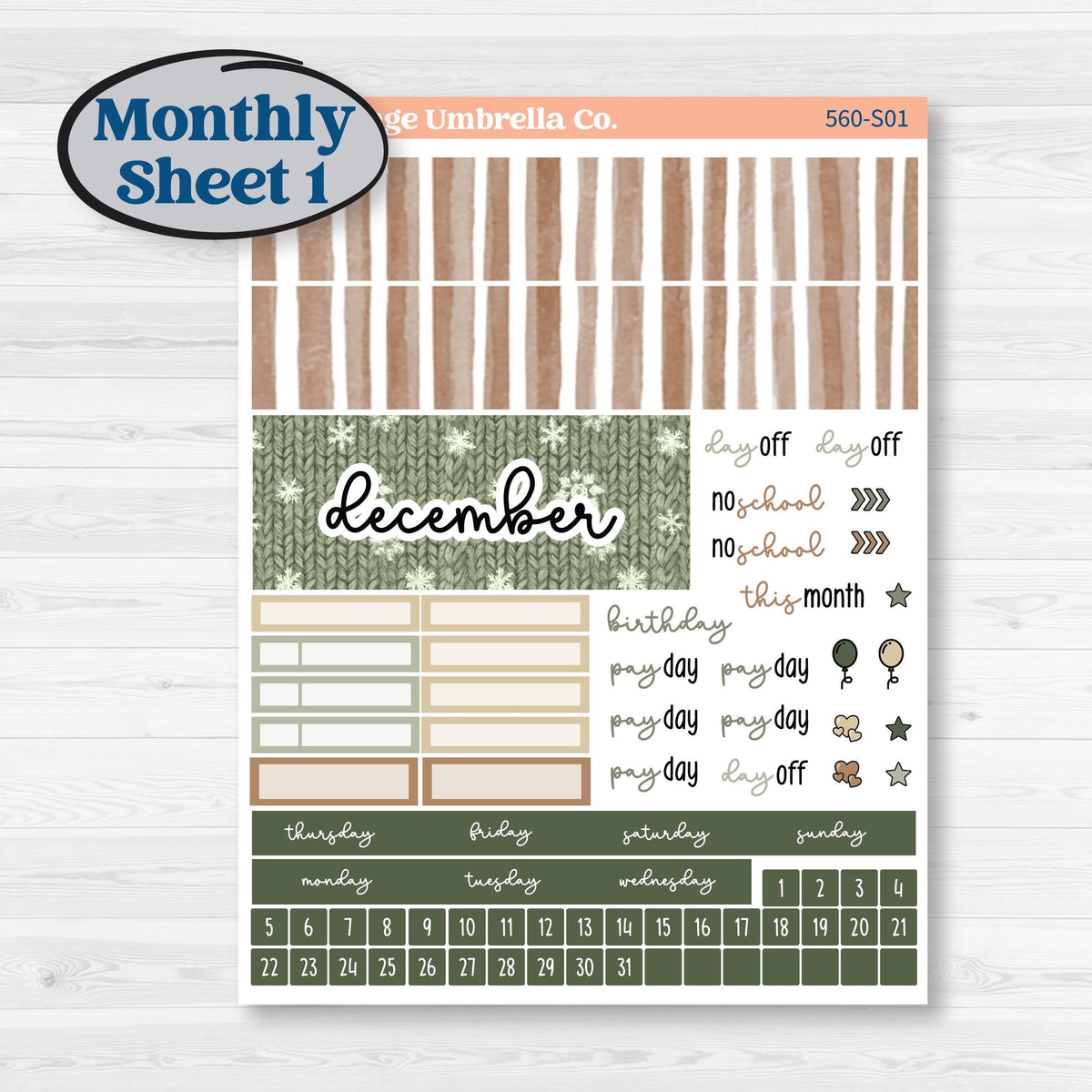 Cozy Winter Planner Kit | Hobonichi Cousin Monthly Planner Kit Stickers | Snowdrift | KIT-560-S