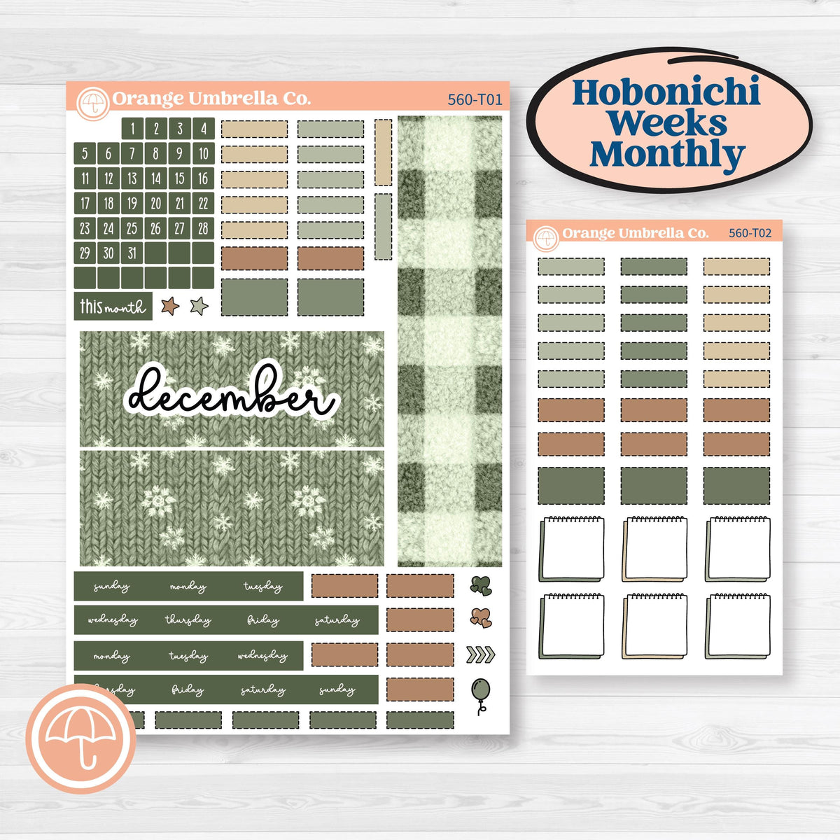 Cozy Winter Planner Kit | Hobonichi Weeks Monthly Planner Kit Stickers | Snowdrift | KIT-560-T