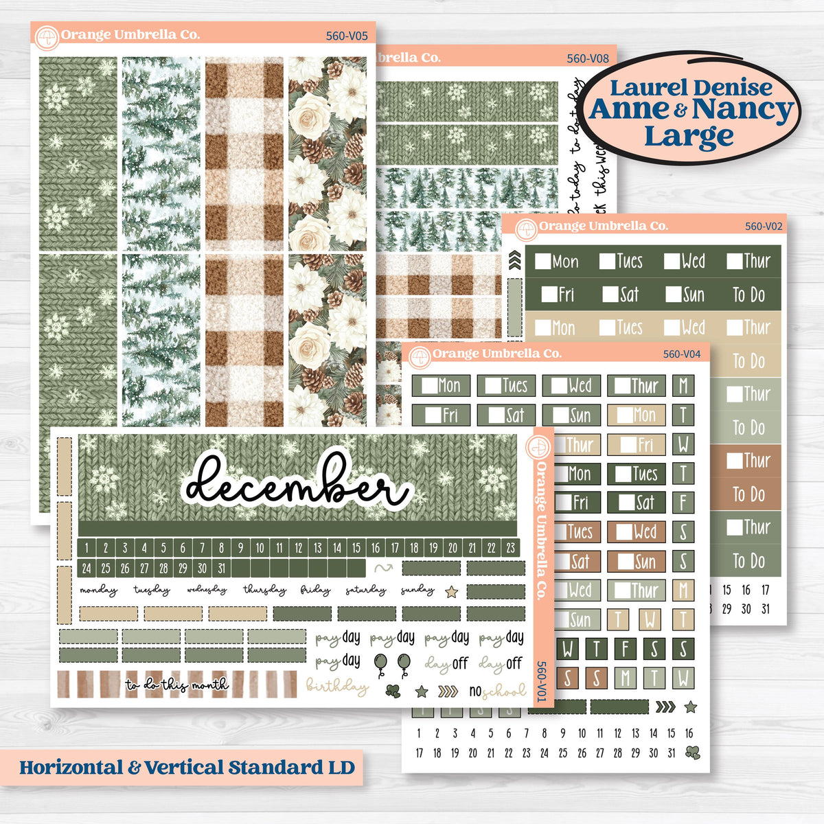 Cozy Winter Planner Kit | Laurel Denise Nancy Large & Anne Large Planner Kit Stickers | Snowdrift | KIT-560-V