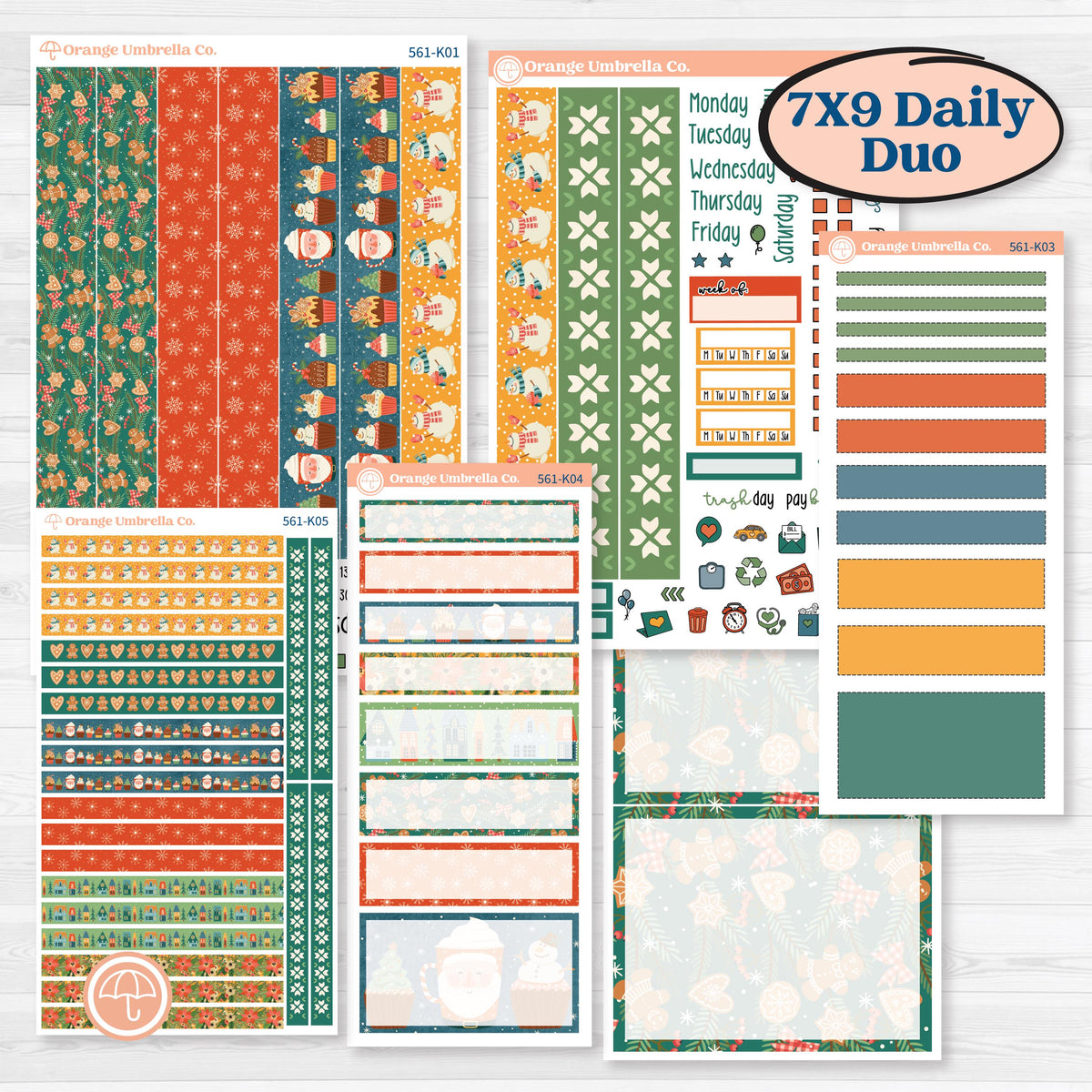 Colorful Christmas Planner Kit | 7x9 Erin Condren Daily Duo Planner Kit Stickers | Holiday Magic | KIT-561-K