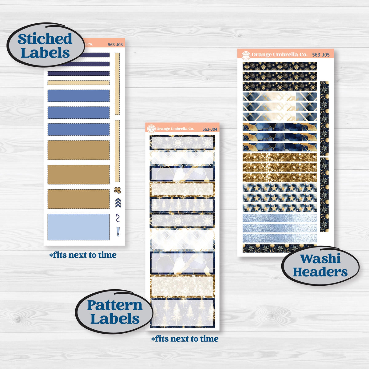 Blue and Gold Christmas Planner Kit | A5 Daily Duo Planner Kit Stickers | Twas The Night | KIT-563-J