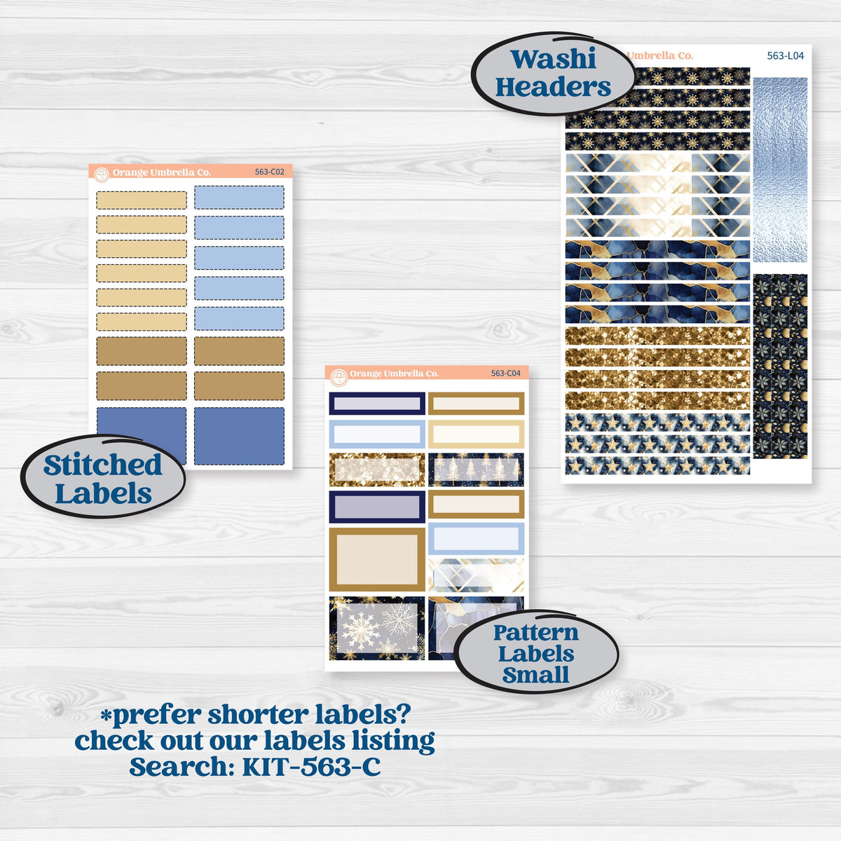 Blue and Gold Christmas Planner Kit | 7x9 Plum Daily Stickers | Twas The Night | KIT-563-L