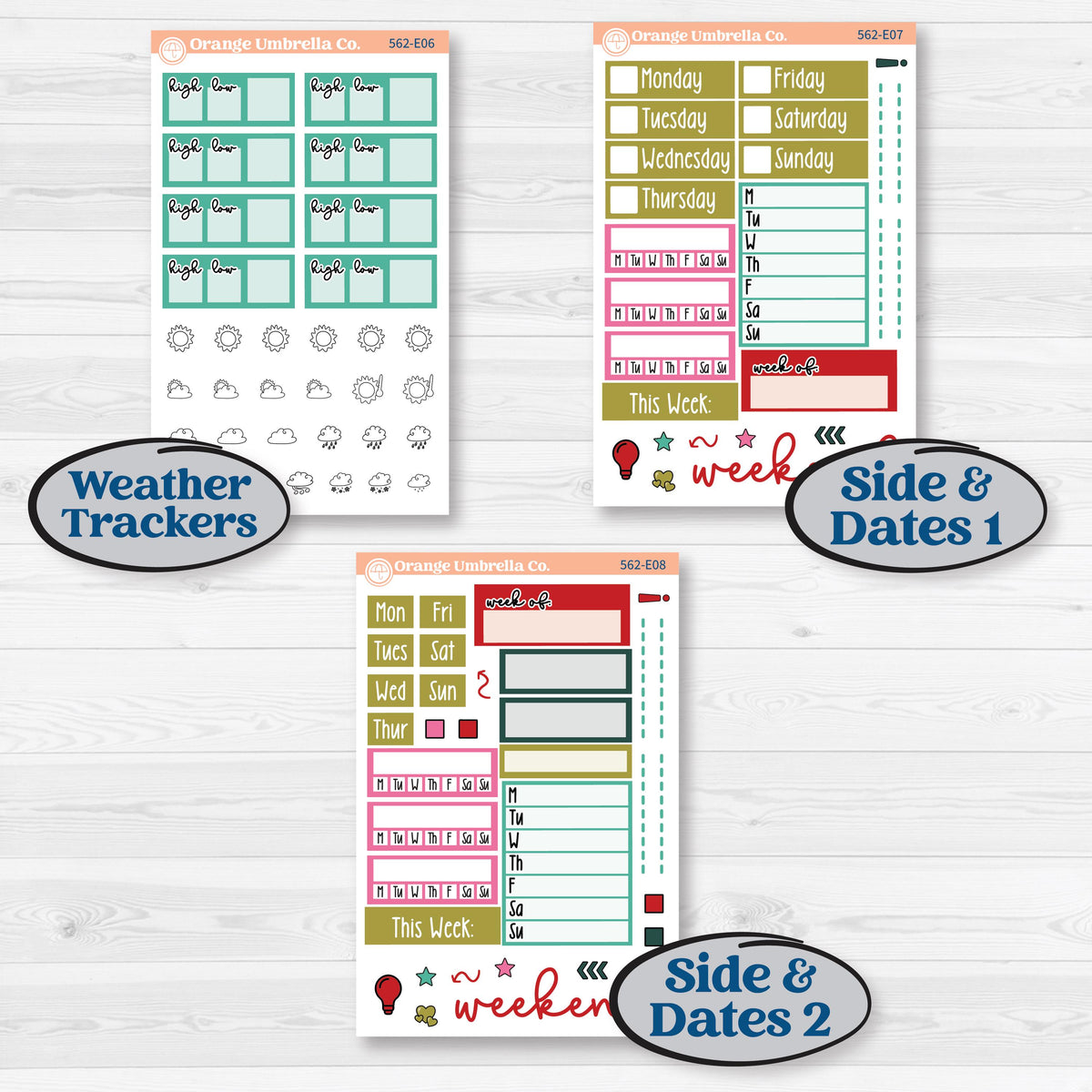 Retro Christmas Planner Kit | Hobonichi Cousin Weekly & Daily Planner Kit Stickers | All Is Bright | KIT-562-E