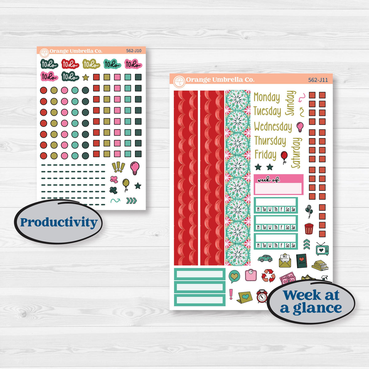 Retro Christmas Planner Kit | A5 Daily Duo Planner Kit Stickers | All Is Bright | KIT-562-J