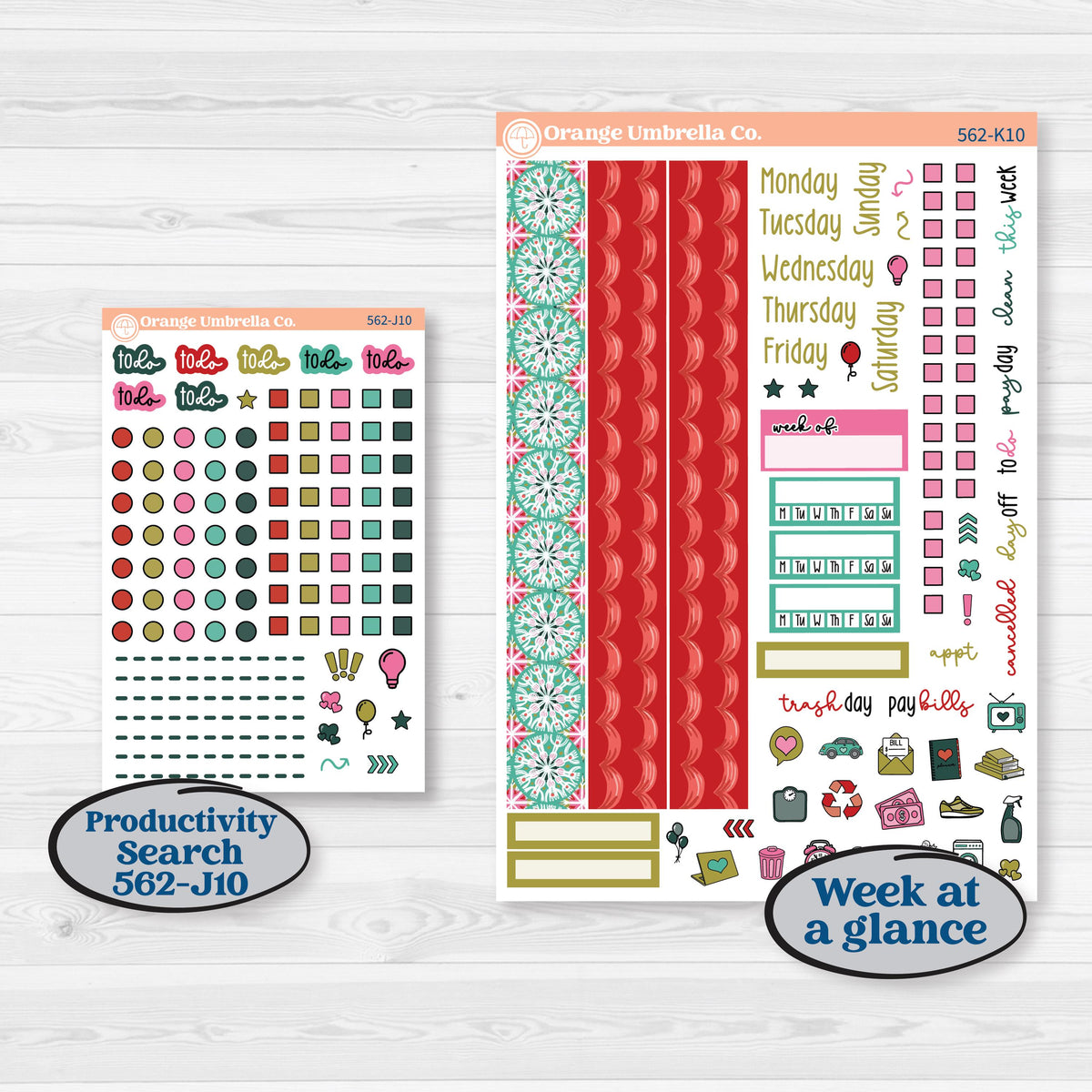 Retro Christmas Planner Kit | 7x9 Erin Condren Daily Duo Planner Kit Stickers | All Is Bright | KIT-562-K
