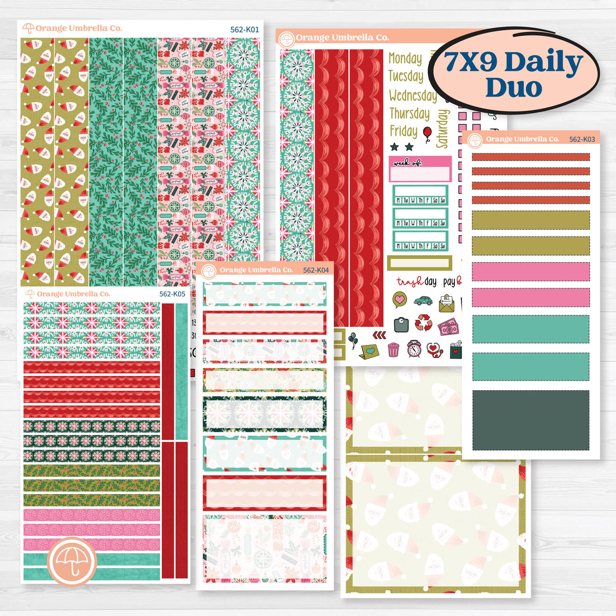Retro Christmas Planner Kit | 7x9 Erin Condren Daily Duo Planner Kit Stickers | All Is Bright | KIT-562-K