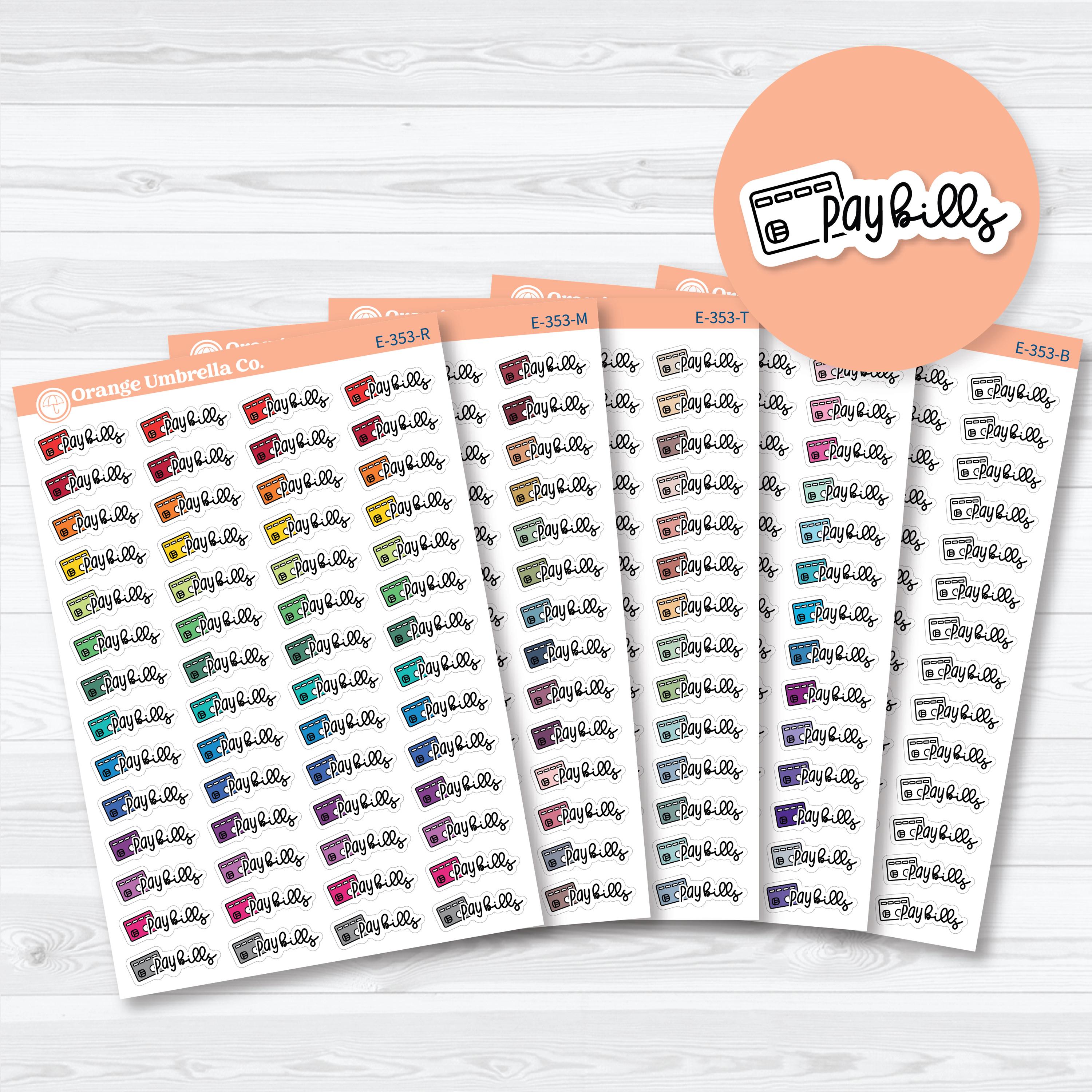 pay bills planner stickers F18 hand doodled bill icons for tracking due dates and budgeting in planners
