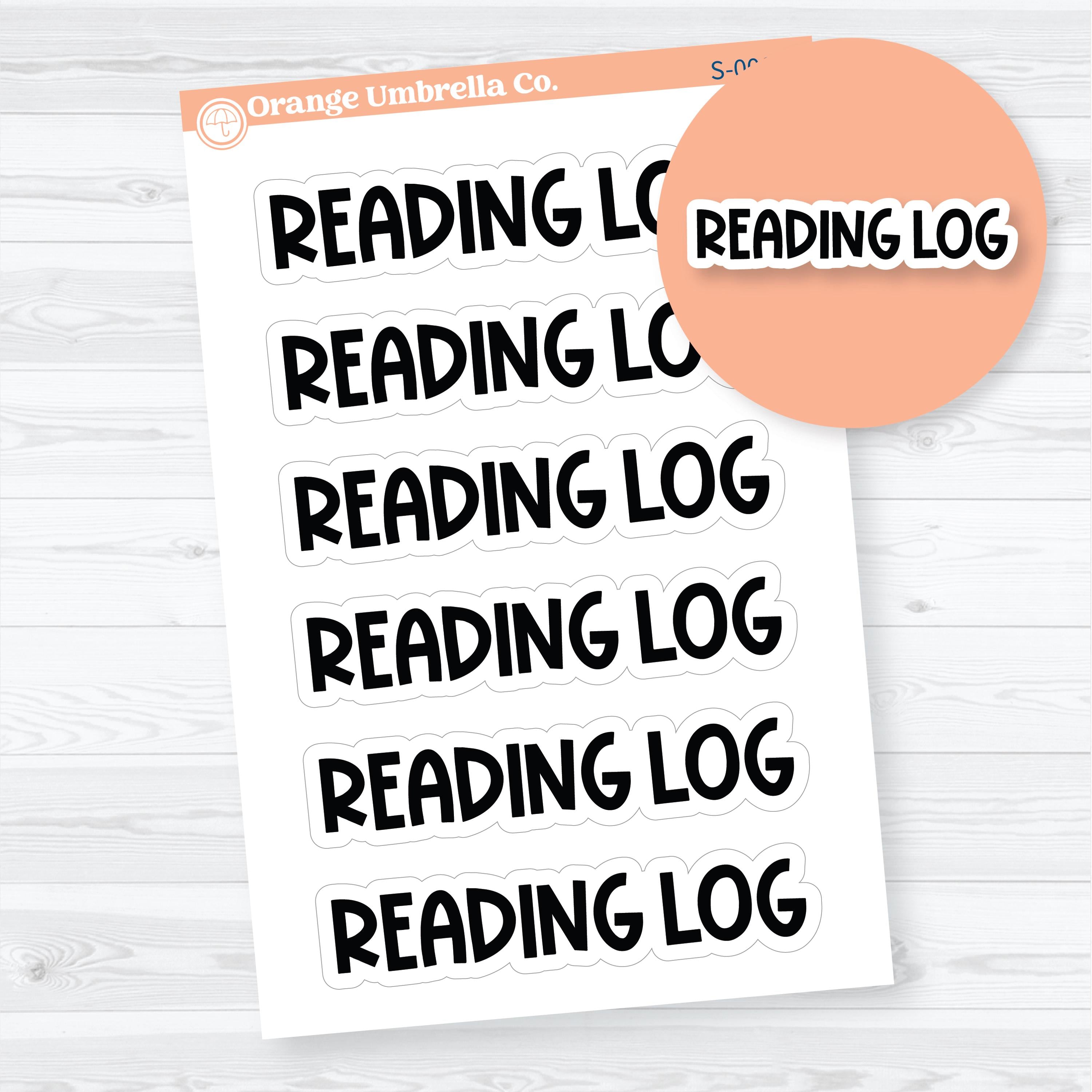 Reading Log funky font header stickers for book trackers, reading journals, and reading challenge layouts