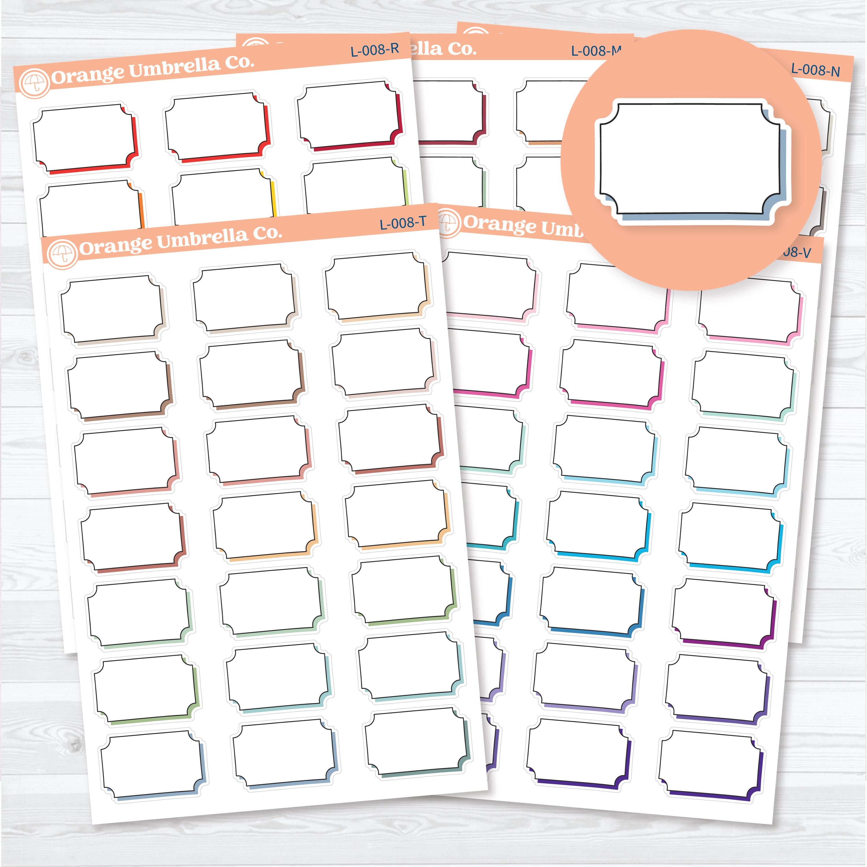 Shadow Ticket Stub planner labels featuring functional ticket-shaped labels with a subtle offset shadow border for planners, journals, calendars, and organization.