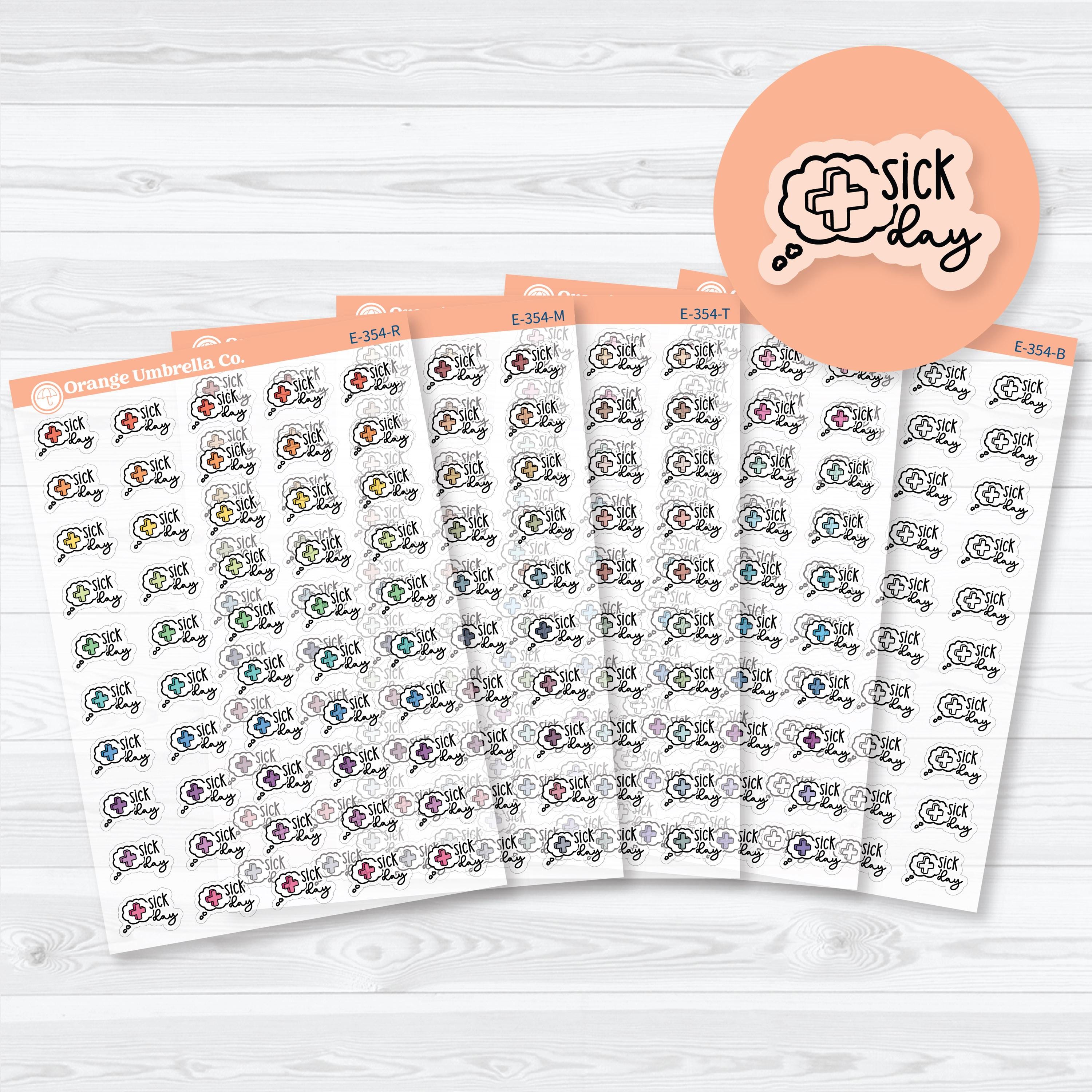 clear matte sick day planner stickers with doodled style for tracking illness work absence and health events