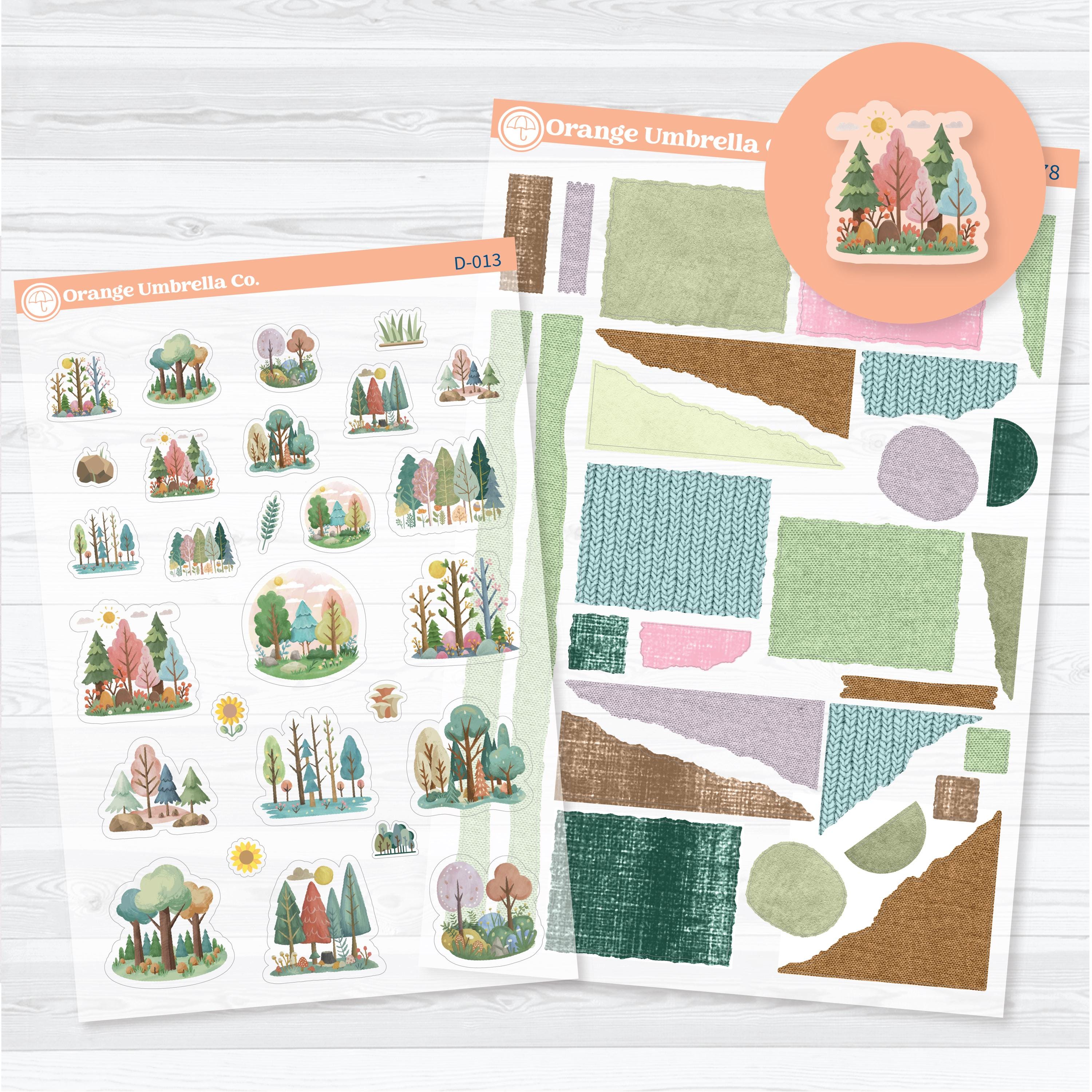 clear matte woodland planner stickers transparent forest deco scrapbooking kit with trees and textured pieces