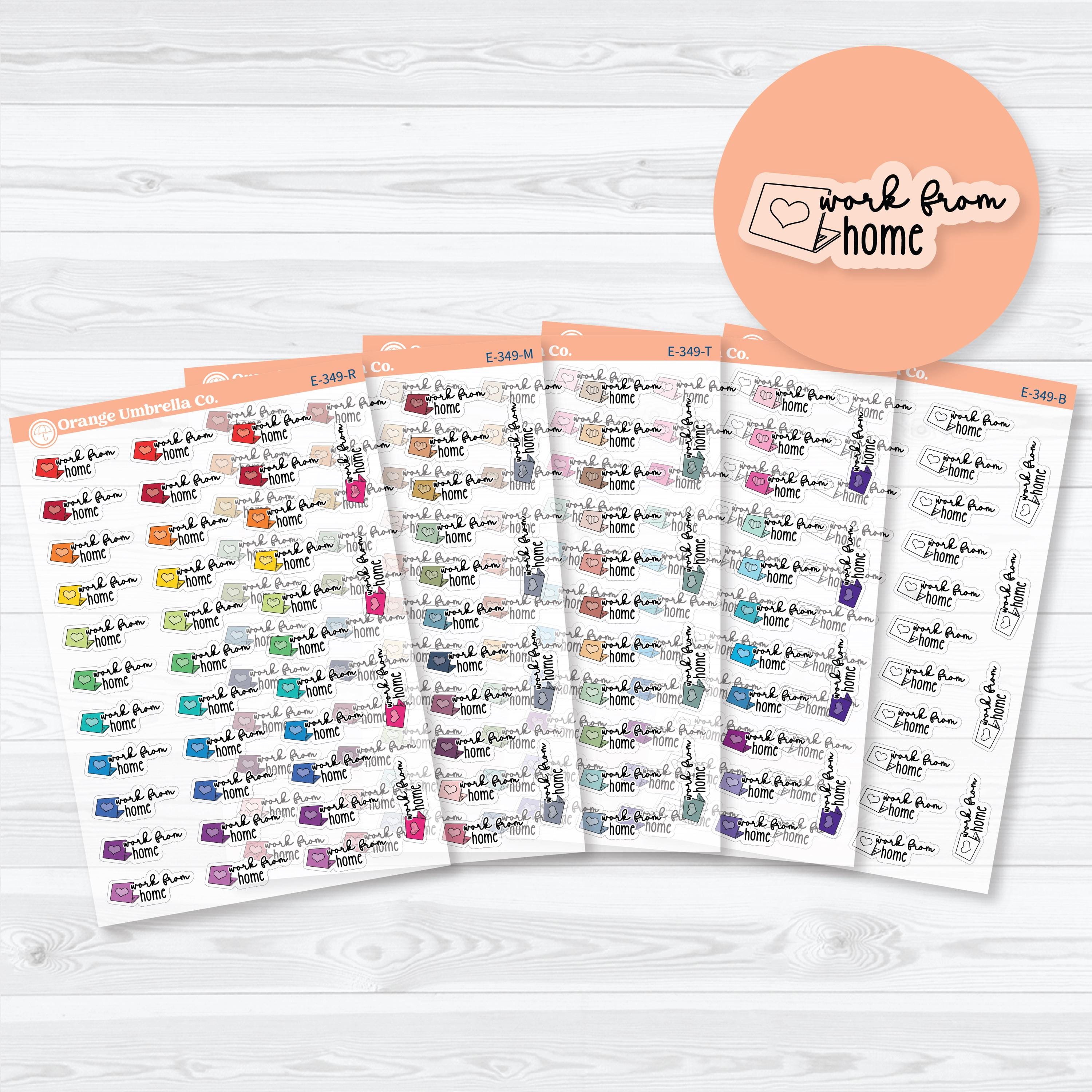 clear matte work from home planner stickers F18 transparent laptop icons for tracking remote work days in planners
