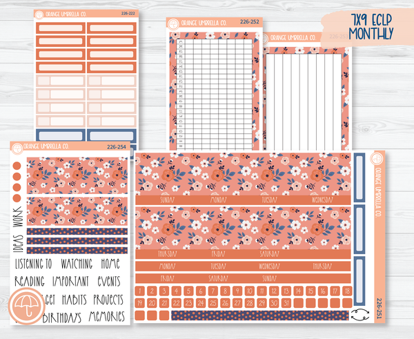 CLEARANCE | 7x9 ECLP Monthly Planner Kit Stickers | Flowers for Mom 226-251