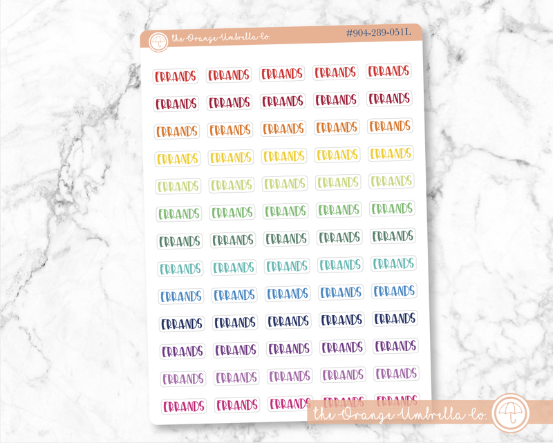 CLEARANCE | Errands Label Script Planner Stickers | F1 | S-871 / 904-289-001L-WH