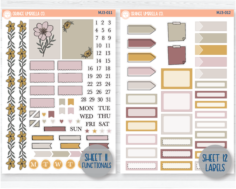 CLEARANCE | Monthly Watercolor Journaling Planner Stickers - February | White or Clear Matte | MJ3