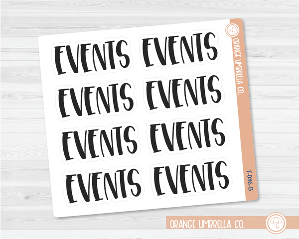 Events Header Script Planner Stickers |  F1  | T-086-B / 925-055
