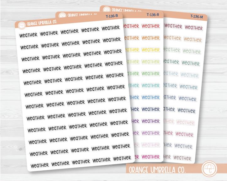 CLEARANCE | Weather Script Planner Stickers | F3 | T-136 / 946-014